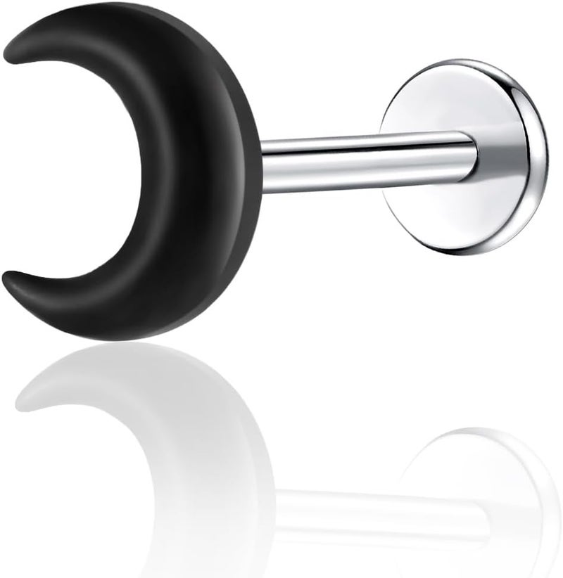 TOMIDES 1Pcs G23 Titanium Flat Back Earrings Studs 16g F136 Implant Grade Titanium Labrets Press Fit Threadless Push In Dainty Cartilage Helix Conch Lobe Lip Tragus Piercing Jewelry - Image 1